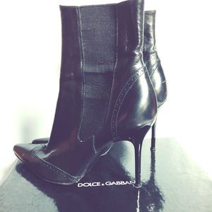 Dolce & Gabbana leather Black point ankle boots